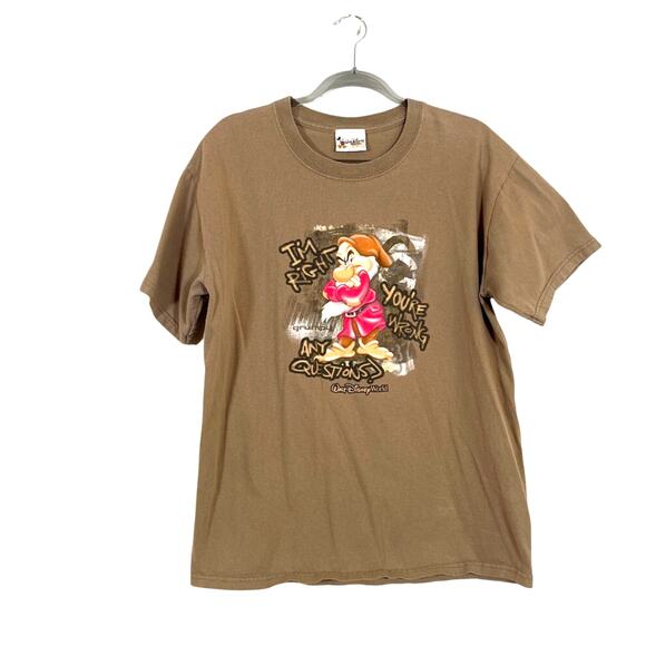 Vintage Walt Disney World Grumpy Short Sleeve Graphic Tee Sz Large 90s Y2K - Picture 1 of 5